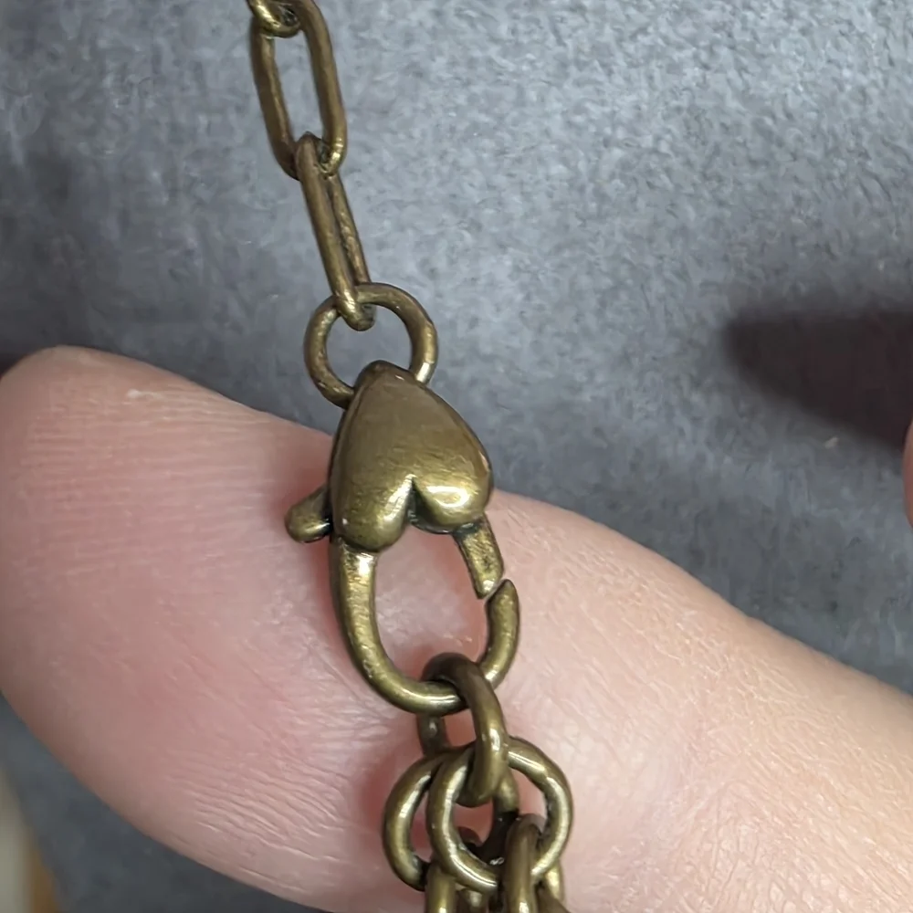 Brighton Long Station Necklace Multistrand Mixed Metal Heart Detail 772